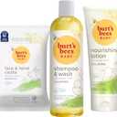 Burt's Bees Baby Gift Set for Baby Showers, Includes Baby Essentials, Shampoo and Wash with Lavender, Body Lotion, Wipes and Cloths, Naturally-Derived Origin Skincare, 3 Count