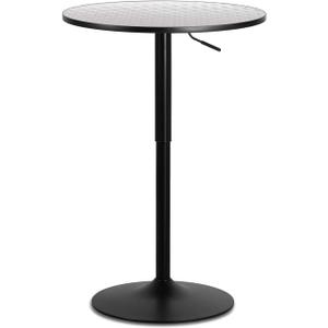 MoNiBloom Pub Round Table Silver Stripe Top with Black Leg and Base, Bar Table  Height Adjustable with 360 Swivel, Cocktail Bistro Table for Dining Bistro Cafe Home Bar, 23.5" Diameter
