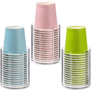 3 Pack Bathroom Cup Dispenser 3 oz Countertop Storage Mouthwash Cups Holder, Plastic Small Disposable Paper Cup Holders for Bathroom Sink Counter