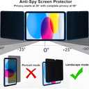 Privacy Screen Protector for iPad A16 11th/10th Generation 10.9 inch 2022/2025 9H Tempered Glass [Face ID & Apple Pencil Compatible] HD Clear Case Friendly