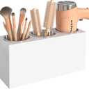 Hair Tool Organizer, Wall Mount Hair Dryer Holder with 3 Stainless Steel Cups, Vanity Acrylic Hair Styling Tools Organizer for Curling Iron Straightener Styling Tools Bathroom Storage
