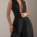 Verdusa Women's Zip Up Wide Leg Jumpsuits Sleeveless One Piece Jumpsuit Formal Dressy Casual Spring Outfits (Black, M)