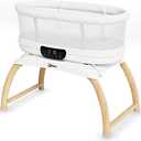 AMKE 4 in 1 Baby Bassinet with 5 Rocking Motion, Mutil-Function Electric Infant Sleeper with Timer and Weighing Mode, Remote Control, Built-in 12 Songs (White)