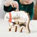 Wooden Bear Piggy Bank for Kids, Polar Bear Piggy Bank with Acrylic Panels, Unbreakable Toddler Money Box for Boys Girls, Cute Saving Coin Jar for Home Dcor, Birthday, Easter Gifts for Kids (Large)