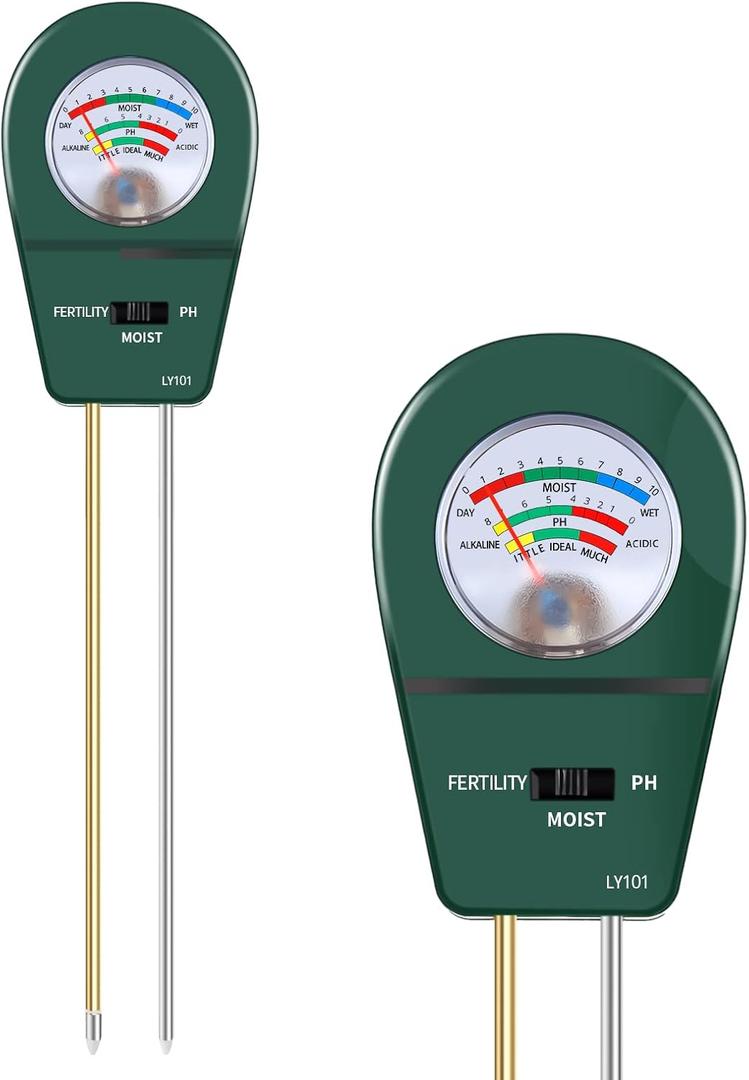 3 x 3 in 1 Soil Tester, Soil Fertility Test, Measure pH of Garden, Lawn Care, Potted, Horticultural Soil Moisture Meter Sensor, No Battery (Green)
