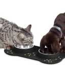 AsFrost Dog Food Bowls Stainless Steel & Water Dish with No-Spill and Non-Skid, Feeder Bowls with Dog Food Dish for Small Medium Large Size,Dogs,Cats,Puppy Pets, Black, 12oz