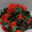 Nearly Natural 24in Artificial Geranium Hanging Basket Faux Floral Plant for Indoor Home Porch Decor, Red