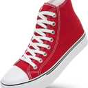 ZGR Womens High Top Canvas Sneakers, Lace-up Canvas Shoes, Casual Tennis Walking Shoes (6, Red)
