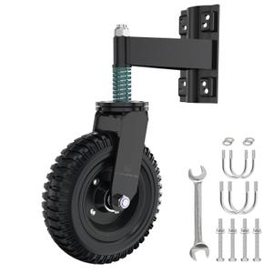 Gate Wheel, 8 Inch Wheel Diameter, 15.4 Inch Height, Suit for Metal Tube & Wooden Gates, 700lbs Capacity, Spring-Loaded Heavy Duty Rubber Casters