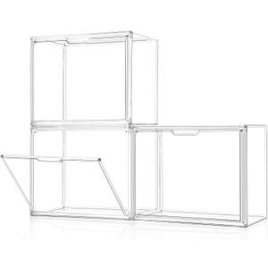 Purse Organizer for Closet, Purse Storage Organizer for Handbag Organizer, Clear Acrylic Display Case with Magnetic Door, Plastic Storage Bins for Book, Collectibles, Cosmetic (Pack of 3)