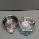 Stainless Steel Removable Pet Food Bowl, Anti-overturn Water Feeder Container, Suitable for Small Dog/Cat/Rabbit, 2 Set of Crate Bowls, Easy to Install and Clean (Pink/Blue)