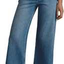 KUNMI Women's Wide Leg High Waisted Stretchy Straight Leg Jeans Baggy Loose Trendy Denim Pants (10, Wl001-blue)