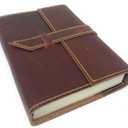 Tuk Tuk Press, Handmade Buffalo Leather Journal, Luxury Medium Brown Smooth Finish, 200 Unlined Thick Cotton Pages, Refillable, (8 x 6, Dot)