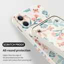 for iPhone 12 Case Fashion Flower Slim Soft Liquid Silicone Rubber Phone Cover for iPhone 12 6.1 inch, Leaf White