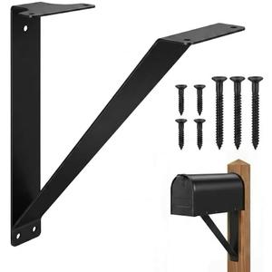 Mailbox Mounting Bracket, 13.5" Heavy Duty Stainless Steel Mailbox Bracket for Post with Hardware, Rust Resistant Mailbox Support Bracket, Black Mailbox Post Mount for Residential & Commercial Use