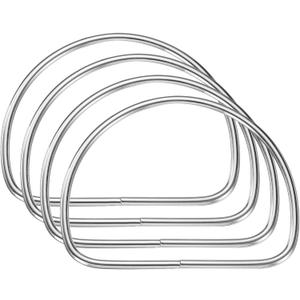 uxcell 4Pcs Metal Purse Handle, D Ring Handbag Ring Buckle Bag Handle Replacement for DIY Handmade Woven Bag Luggage Hardware Accessories, Silver