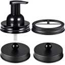 Mason Jar Bathroom Accessories Set(4pcs)-Jars Not Included - Foaming Soap Dispenser and Apothecary Jars Lids for Regular Mouth jar, Wide Mouth Toothbrush Holder lid, Farmhouse Decor-Black