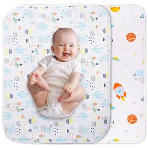 Baby Changing Pad Changing Table Pads Waterproof Large Size 37.5x27.5 Inch Portable Diaper Changing mat Liners Reusable Washable Mattress Protector for Girls & Boys 2 Pack (Large 2pc)