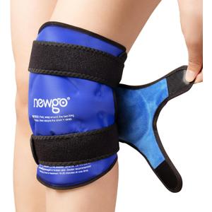 NEWGO Ice Pack for Knee Injuries Reusable, Knee Ice Pack Wrap Around Entire Knees for Replacement Surgery Recovery, Gel Cold Pack Wrap for Meniscus Tear, ACL, Swelling Pain Relief - Blue