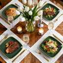 bUCLA 100PCS Green and Gold Plastic Plates - Heavy Duty Square Green Disposable - Include 50 Dinner & 50 Dessert Plates for Party & Christmas
