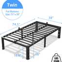 VIPSHOW 18 Inch Twin Size Bed Frame, 3500Lbs Heavy Duty Metal Platform with Round Corner Legs Mattress Slide Stopper, Steel Slat Support No Box Spring Needed, Noise Free, Non-Slip, Easy Assembly