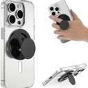 Magnetic Grip for iPhone, Finger Holder Expanding Phone Stand Compatible with MagSafe Accessories (Black)