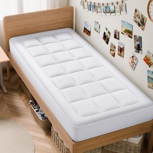OLANLY Twin XL Quilted Fitted Mattress Pad - Cooling Soft Mattress Topper - Elastic Fitted Mattress Protector - Machine Washable Mattress Cover Stretches up to 21 Inches Deep (39x80 inch, White) 