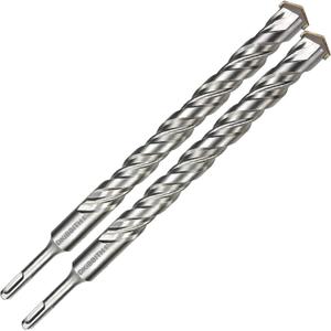 2-Pack SDS Plus Masonry Drill Bits 1Inch x 12 Inch Long Rotary Hammer Drill Bits Carbide Tipped for Concrete Brick Cement Stone Block.