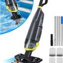 Cordless Handheld Pool Vacuum Cleaner with 4 Filter Bags, Suitable for Ultra-fine Impurity Filtration| Dual Brush Heads+Aluminum Poles | 20.5 GPM Suction-Powerful Spa Vacuum for Hot Tub-Yellow