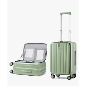 Hanke 20 Inch Carry-On Luggage with Wheels PC Hard Shell Suitcases Top Opening Aluminum Frame Travel Luggage Suitcases for Woman Men.(Bamboo Green)