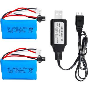 HHZ 2 pcs 7.4V 1200mAh 5C Li-on Battery SM-2P Plug for Airsoft Gun Water Ball Gun Battery Gel Blaster