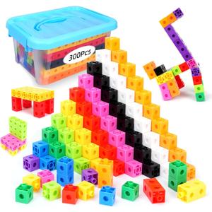 300 Pcs Linking Cubes for Kids - Counting Blocks with Storage Boxes, Connecting Cubes Math Manipulatives for Preschool & Elementary Aged Kids