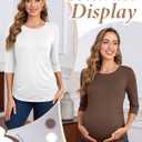 Riyiper 3 Pack Women's 3/4 Sleeve Maternity Shirts | Smooth Lightweight Fabric, Pregnancy-Friendly Stretch