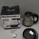 Elite Gourmet EKT1001B Electric 1.0L BPA-Free 1100W Glass Kettle Cordless 360 Base, Stylish Blue LED Interior, Handy Auto Shut-Off Function  Quickly Boil Water For Tea & More, Graphite Black