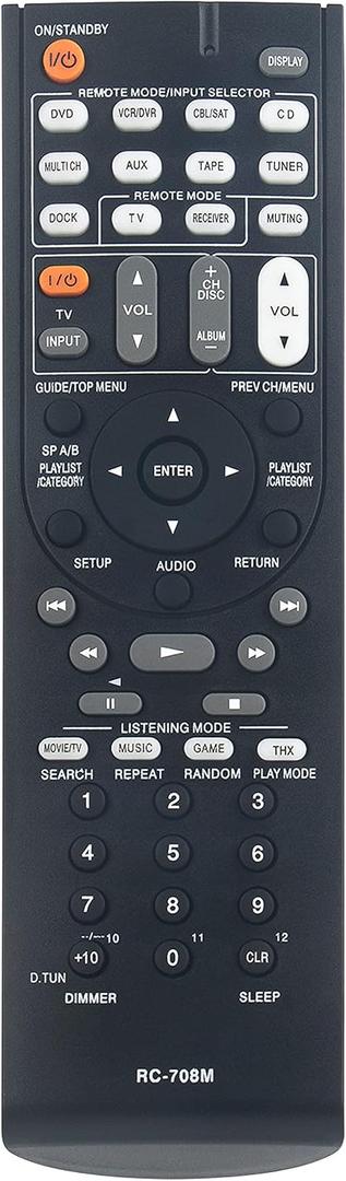 RC-708M Replaced Remote fit for Onkyo HT-S9100THX HT-R960 HT-S9100 RC-762M RC-735M RC-736M RC-737M RC-764M TX-SR507S TX-SR577 HT-S3400 AVX-290 HT-RC230 HT-R290 HT-R380 HT-R390 HT-R538 AV Receiver
