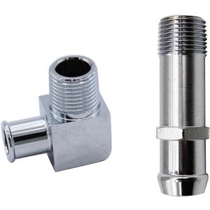 2 Pcs Chrome Heater Hose Fitting 3/4" Water Pump 5/8" 90 Deg. Intake Compatible for Chevrolet 4530/9514X