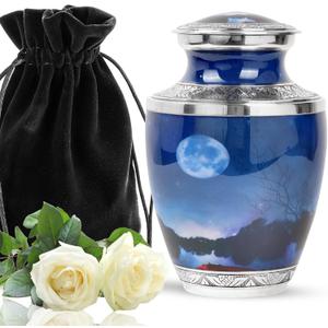 Yatskia Blue Moon Metal Urn - Memorial Urns for Adult Male & Female - Cremation Urn Human Ashes - Funeral Urns for Ashes - Cremation Urns for Burial (Large)