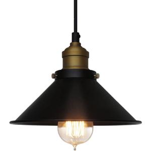 Black Industrial Pendant Light, 9.84" Vintage Hanging Light Fixture, E27 Ceiling Lamp for Kitchen Island, Dining Room, Farmhouse, Rustic Loft, Bar, Caf