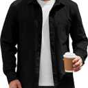 COOFANDY Mens Lightweight Button Down Shirt Jacket Casual Shacket Overshirt (Black)