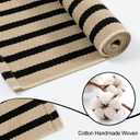 OJIA Washable Outdoor Rug 3'x5', Black and Tan Striped Outdoor Porch Rug Entryway Rugs Indoor Front Door Mat Outside Entrance Cotton Floor Carpet for Entry/Patio/Living Room/Balcony/Deck Decor