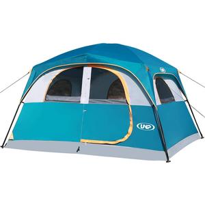 UNP Tents 6 Person Waterproof Windproof Easy Setup,Double Layer Family Camping Tent with 1 Mesh Door & 5 Large Mesh Windows -10'X9'X78in(H) (Blue)