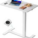 Overbed Bedside Table with Hidden Casters,Adjustable Hospital & Home Use Bed Table, Rolling Laptop Table, Mobile Standing Desk,Black