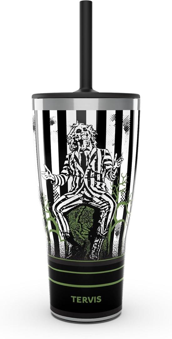 Tervis Beetlejuice Triple Walled Insulated Tumbler Travel Cup Keeps Drinks Cold & Hot, 30oz with Straw Lid, Stainless Steel