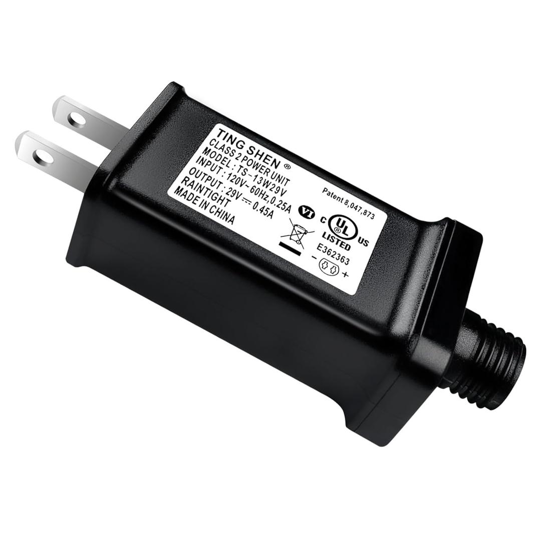 29V 0.45A 13W Class 2 Power Unit Model TS-13W29V LED Transformer Raintight IP44 US Plug Adapter, Seasonal-Use LED Driver for Ting Shen Replacement Parts String Light, Holiday Lighting (TS-13W29V)