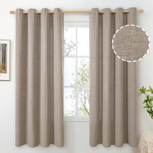 BGment Privacy Linen Curtains for Bedroom 72 Inch Length 2 Panels, Taupe Textured Window Curtain Drapes Thick Light Filtering for Living Room Farmhouse Office Non See Through, Each 52 Inch Wide, 52"W x 72"L (Pack of 2), Taupe
