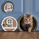 Gnome Door Cat Door for Interior Doors - Stylish & Functional with No Flap, Lockable, and Easy Installation, Spacious Large Kitty Door for Cats Up to 20 lbs, Private and Comfortable Pet Door (Brown)
