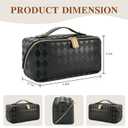 Travel Makeup Bag Large Capacity Cosmetic Bags for Women, Waterproof Toiletry Bag Open Flat Makeup Bag with Compartments and Handle, Portable Cosmetic Organizer Pouch, Diamond Black