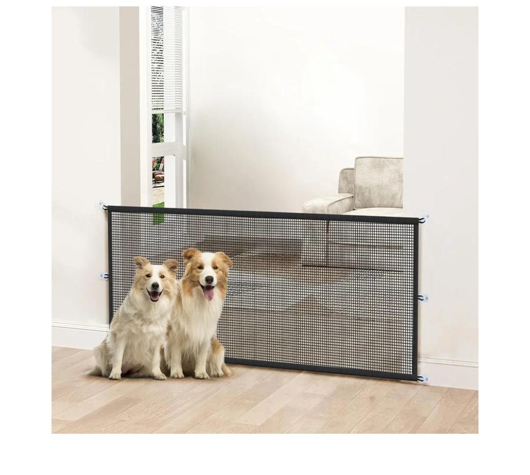 Magic Mesh Dog Gate for Doorways – Indoor Pet Gate 30"x70" for Kitchen, Stairs, Hallway, Fits 64–66" Wide Openings