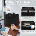 RAINSMORE Laptop Bag for Women 15.6 Inch Work Tote Bag - Waterproof Faux Leather Computer Briefcase Large Office Handbag with Small Clutch Purse for Daily Commute, College, Black