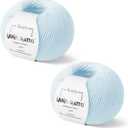 2-Pack Cashmere and Extra-fine Merino Wool Luxury Yarns for Hand Knitting and Crocheting, Made in Italy, 3.5 oz / 437 yd (Light Blue - 4010, 2)